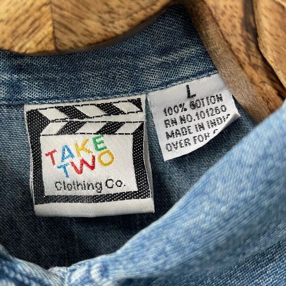 Vintage Take Two Denim Chambray Button Up Shirt L - Picture 8 of 8